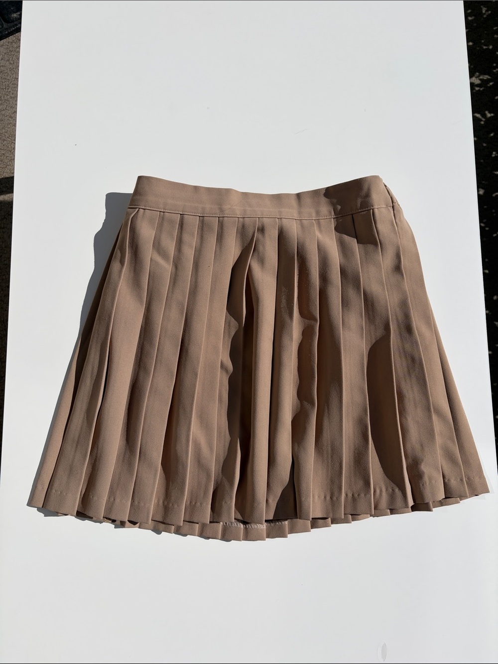 OAK + FORT Beige Pleated Skater Mini Skirt